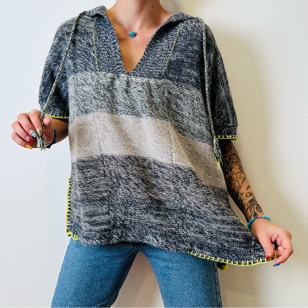 Rebecca Taylor Gray Hooded Poncho
